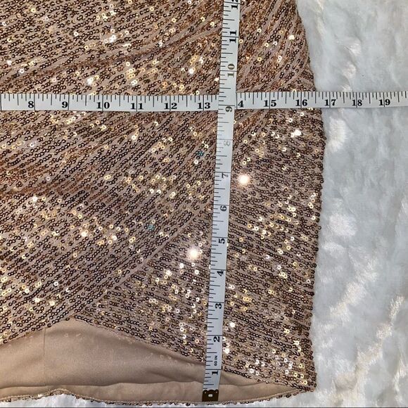 LA FEMME Strapless Rose Gold Sequin Sheath Dress - Picture 12 of 12